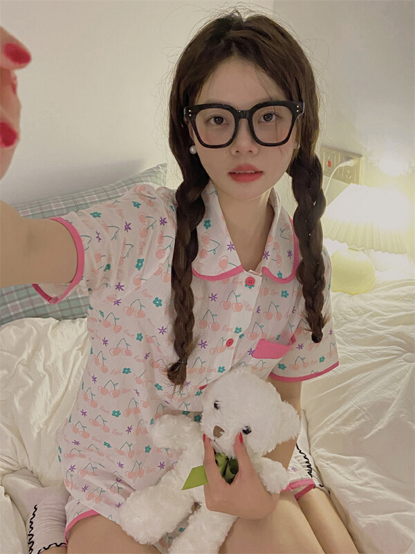 [timely rain] Korean style ins Design Top + loose Casual Pants Pajama suit 04020# WPL