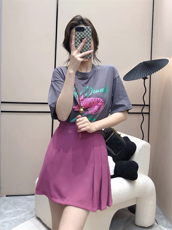 [ange run] irregular pleated Korean high waist A-shaped design skirt 202# zjy