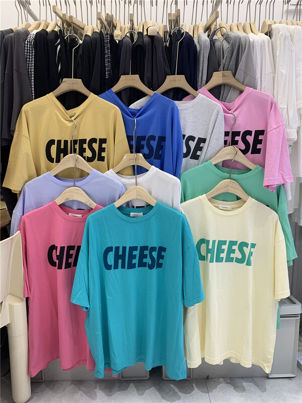 [sanbara] simple letter printed short sleeve T-shirt 9507# LSW