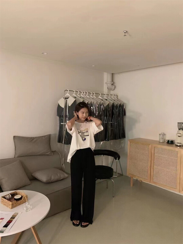 [buyer Yan Xuan have u] simple solid color loose slit casual pants z0088# Cl