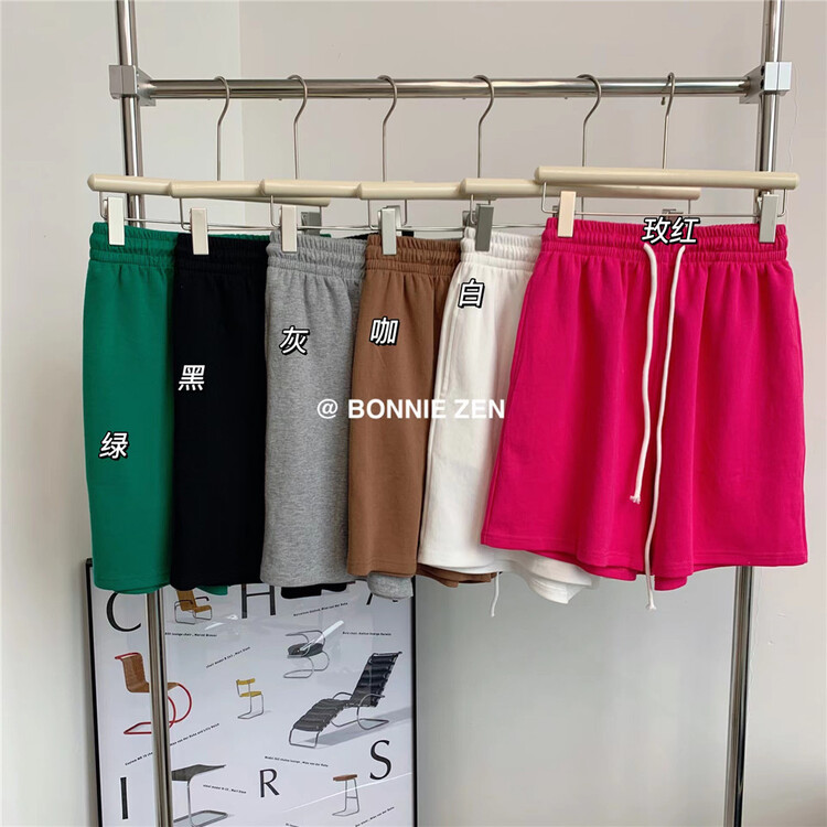[Bonnie] simple and versatile candy elastic waist lace up casual shorts 2257# XYJ