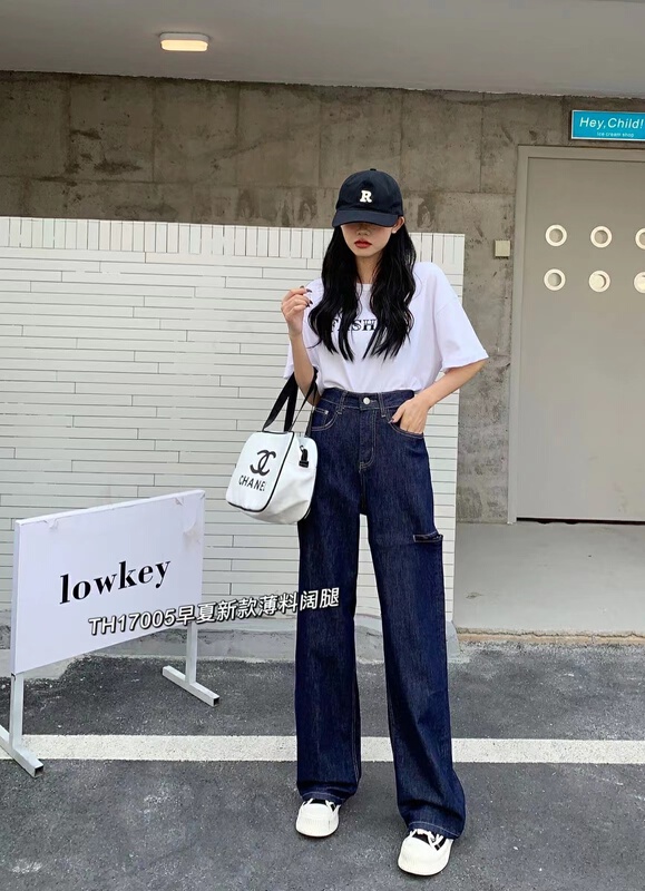 New in early summer! [T.H] Korean version of foreign style pierced wide leg jeans 17005# LSW