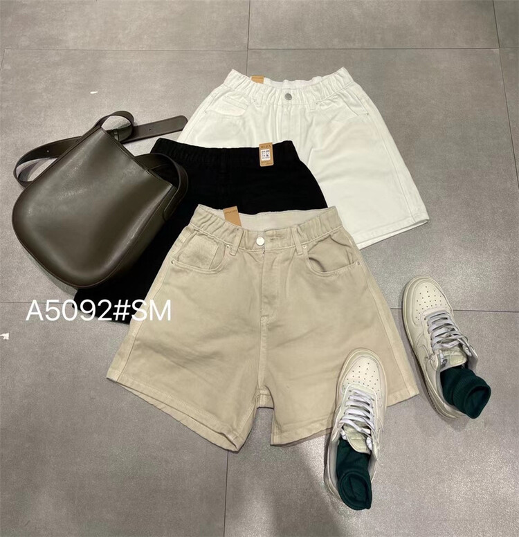 [Mujia] elastic waist comfortable Korean denim shorts a5092# L