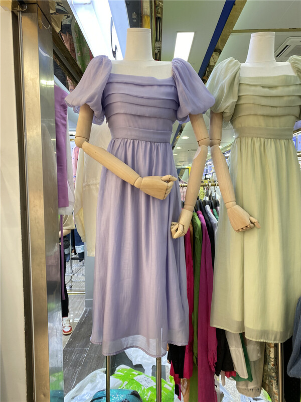 [Camelia] Korean version square neck high waist dress 9739# hjy