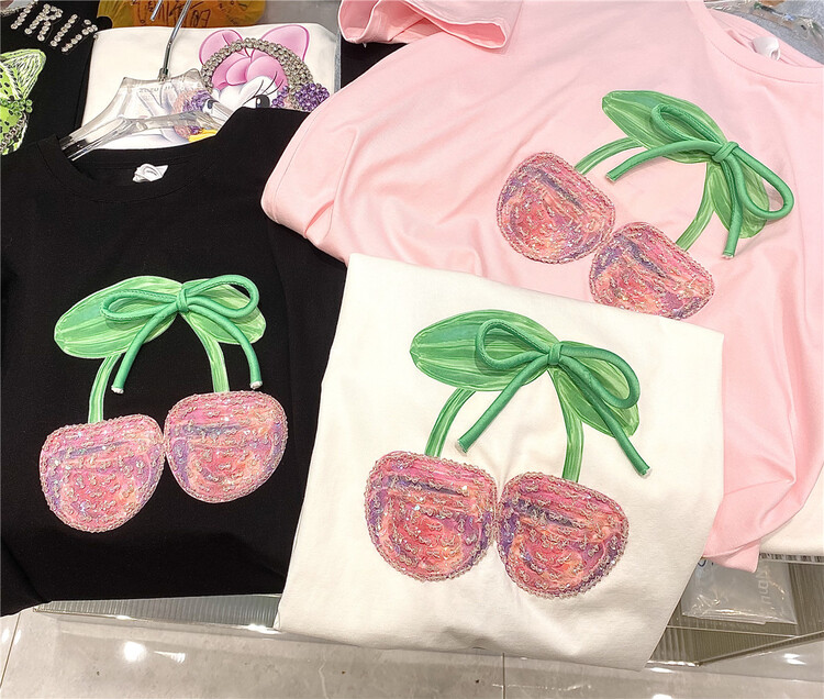 New in early summer! [NN] Korean casual cherry short sleeve T-shirt 8601# XYY