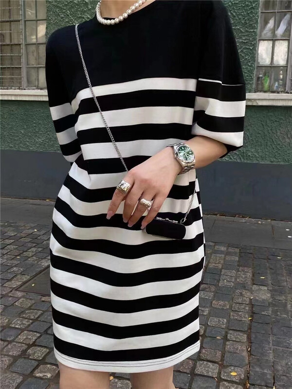[Han C family] round neck fashion slim dress (with bag) 9739# PCZ