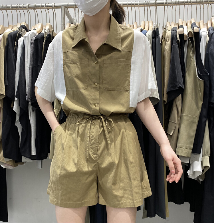 [self] sleeve stitching Korean Jumpsuit 7170# LSL