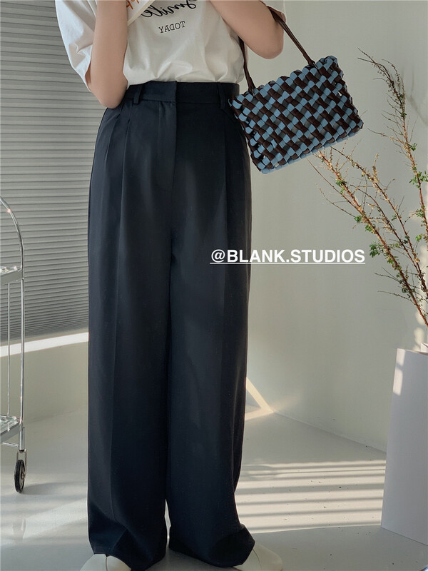 [blank] Korean style straight tube clear color trousers 532133# jhy