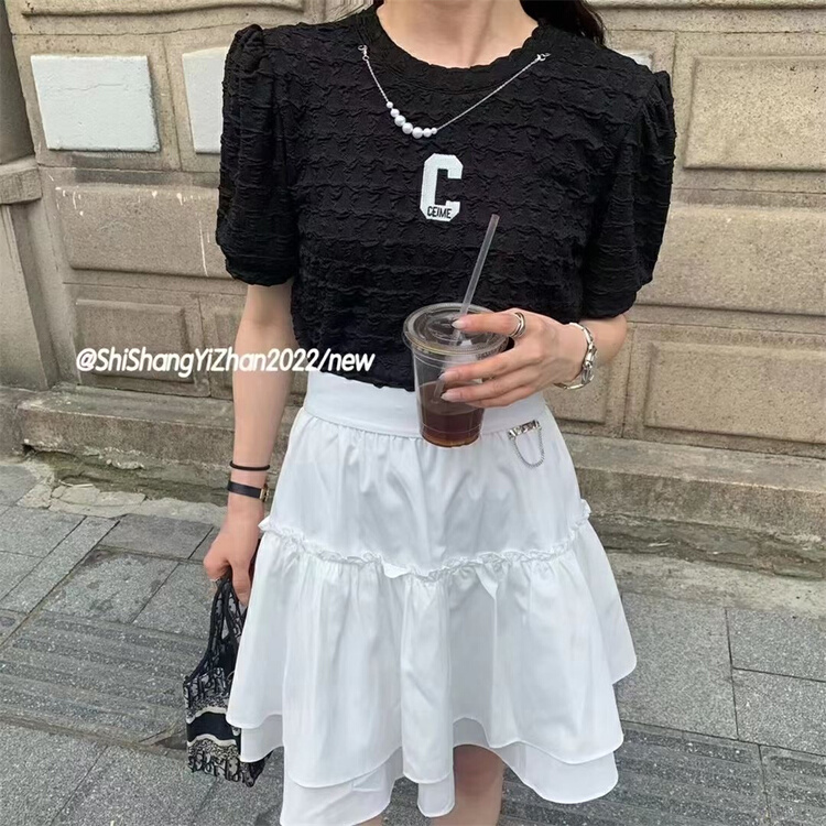 goods in stock! [le. Ki] simple and versatile c letter T-shirt 2291# CLS