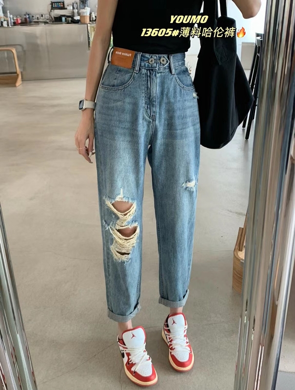 [AI x2 cowboy] Korean pop jeans with holes 3999# hjy