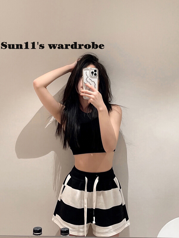 [wgwe] versatile loose contrast casual shorts 1511# PCZ
