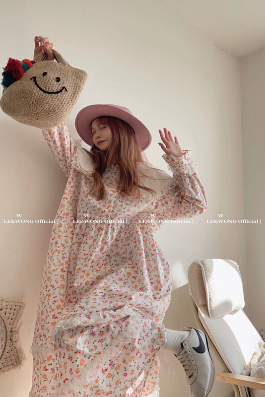 goods in stock! New year in early spring! [le & Wong] sweet girl vintage floral dress 6820# WTT