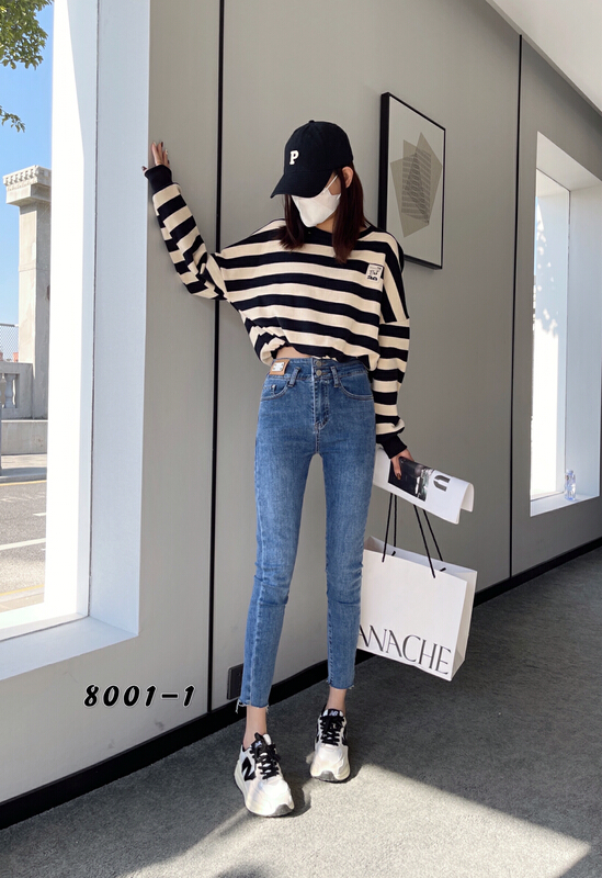 New year in early spring! [Mina] Korean personalized label double button jeans 8001-5# LSW