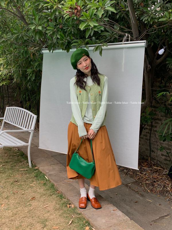 goods in stock! New year in early spring! [table blue] Korean high waist loose skirt 2040# LSW