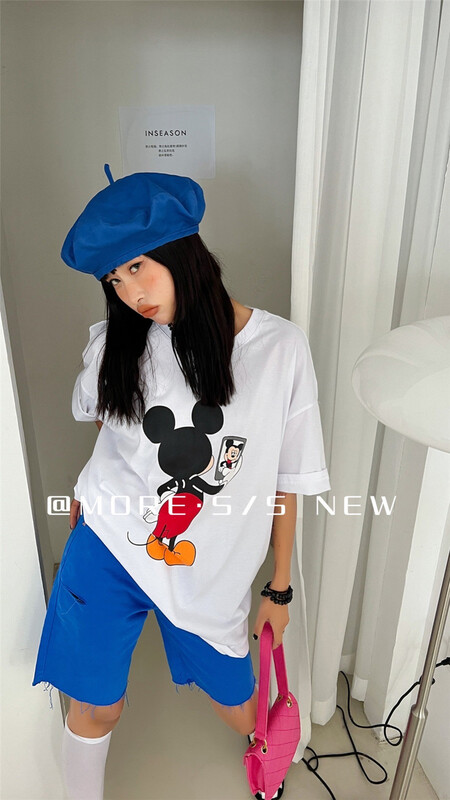 [more] Mickey print loose short sleeve T-shirt (T-shirt only) 88126# ozq
