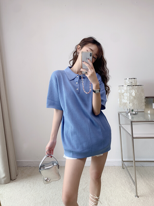 Original price 79.00! [Vanessa] simple solid color versatile knitted Polo 7201# ozq