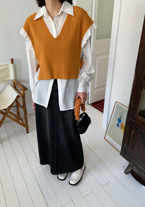[new open] Korean loose sleeveless sweater versatile vest gm22101# zxl