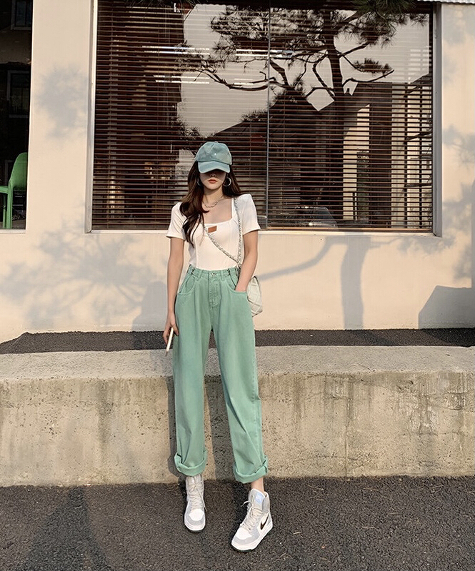 goods in stock! [savage] Korean high waist hook buckle waist closing jeans e6896# WPL