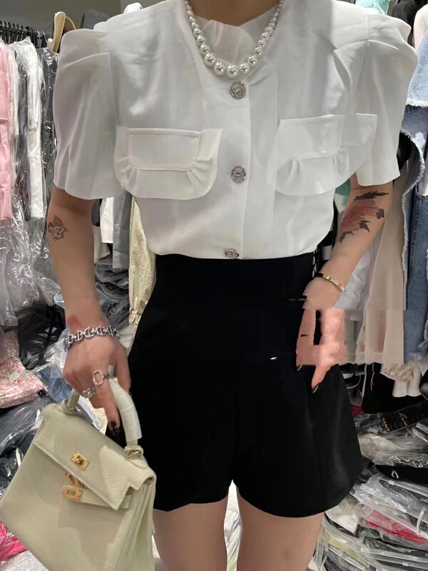 [mi ni] heavy industry small fragrance short sleeved shirt 1095-1# PCZ