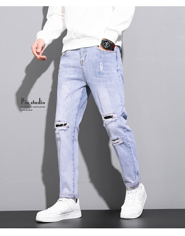 New year in early spring! [wild squirrel] simple single button pierced jeans 131# ZZL