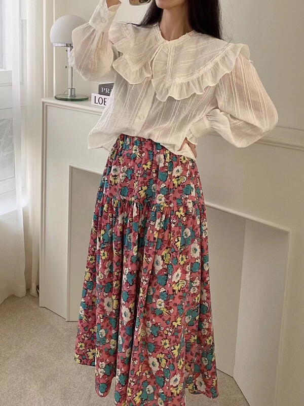 [finoa] Korean version broken flower big flower big swing skirt 996# CLS
