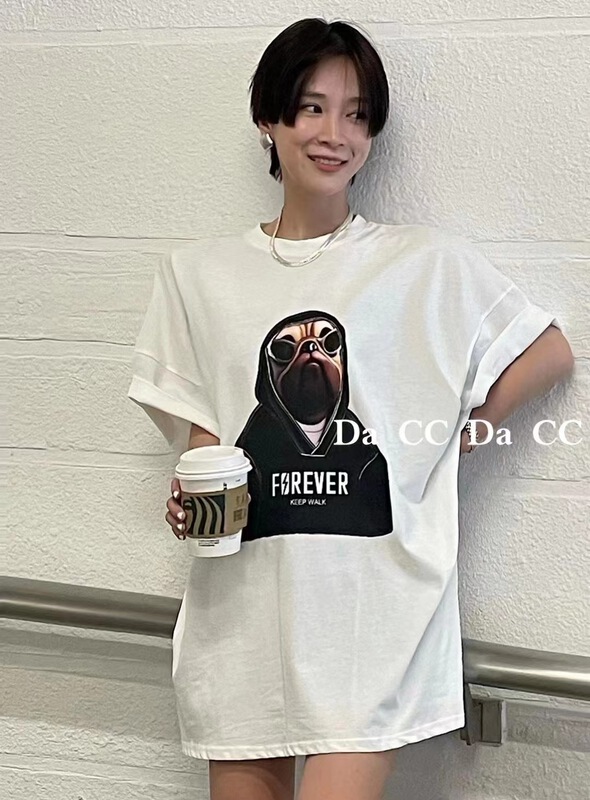 [xiaoshidai] Korean print Pullover short sleeve T-shirt 8961# WTT