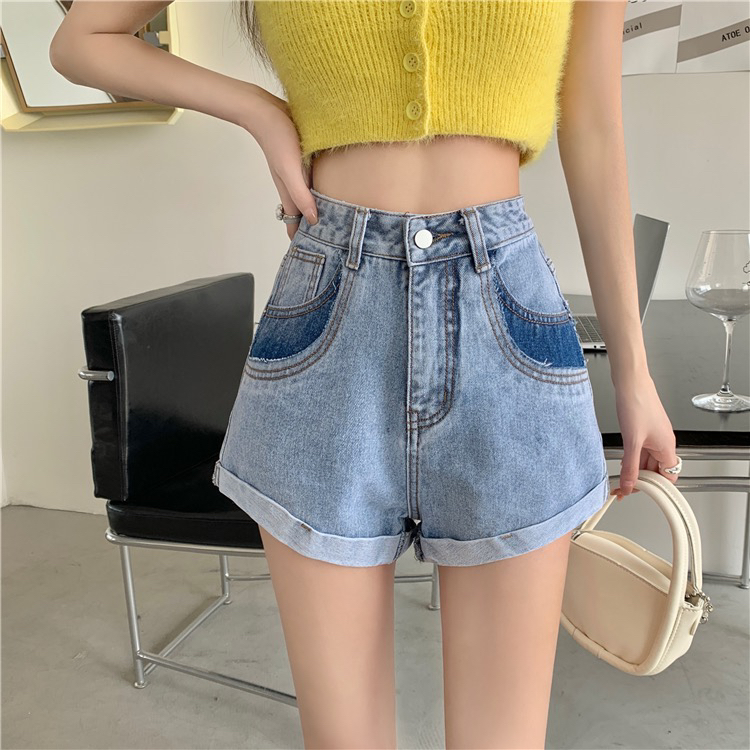 [ten. Ten] Korean ins contrast pocket flanging denim shorts d284# WPL