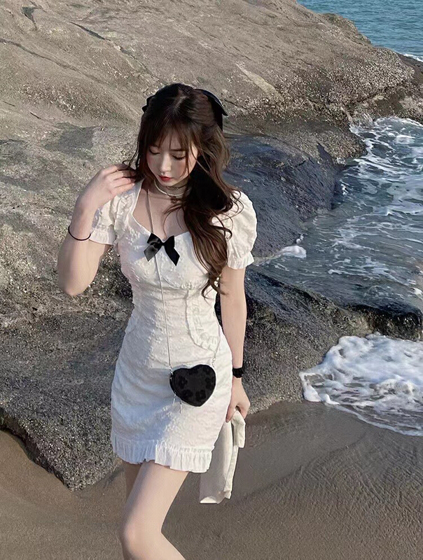 goods in stock! New in early summer! [Hello Miss] lady fashion dress (with Brooch) 8128# PCZ