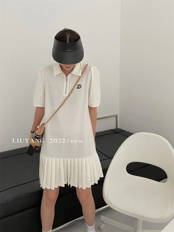 [liu-y] Korean polo collar Pleated Dress 18266# XJ