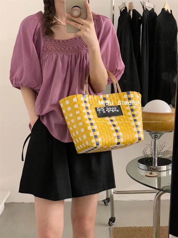 [misu +] Fashion Square Neck simple blouse 5613# ZZL