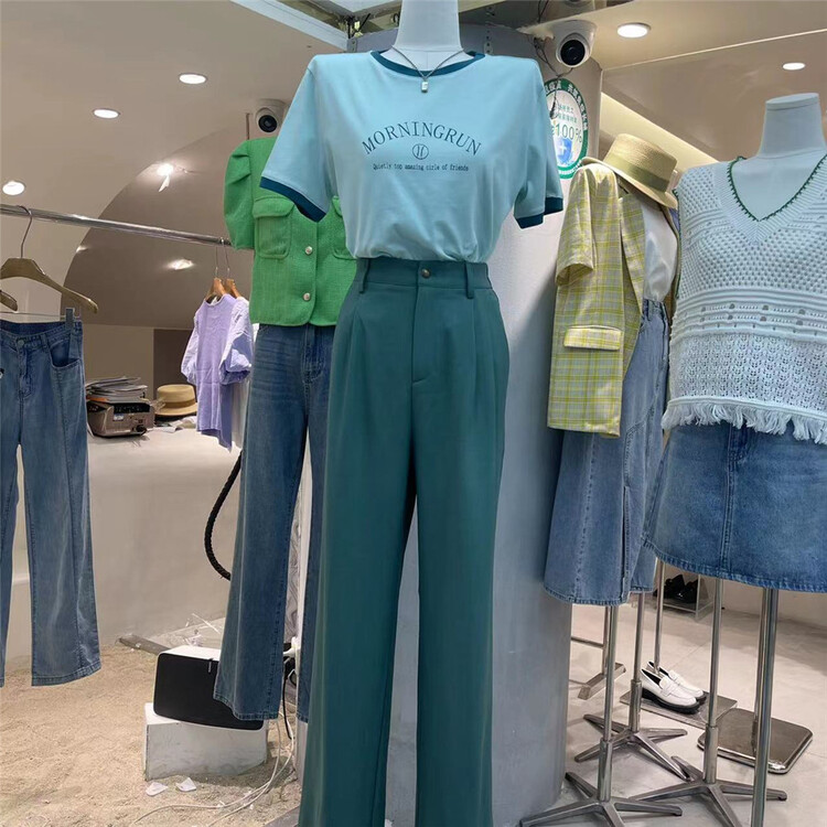 [Boran · Boran] round neck contrast cotton short sleeve T-shirt 22b7280# LSW