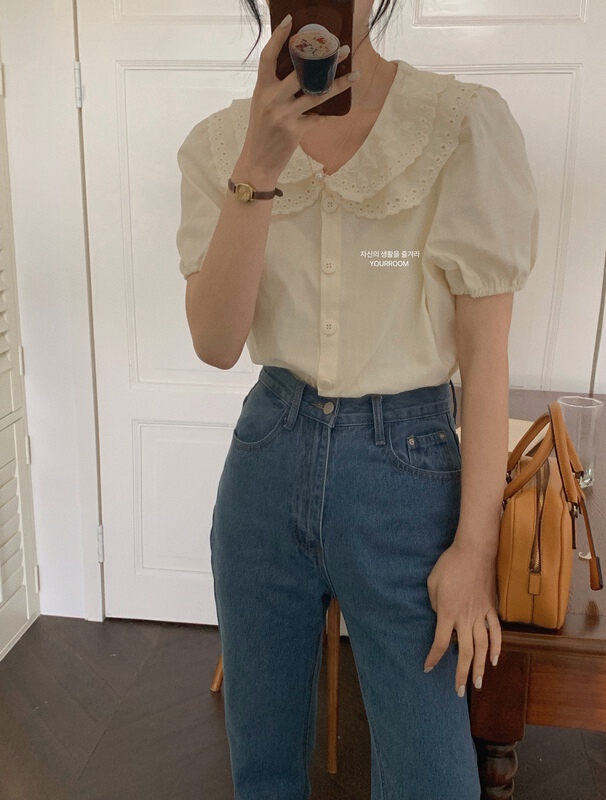 goods in stock! New in early summer! [your room] baby collar single breasted shirt 8026# cqw