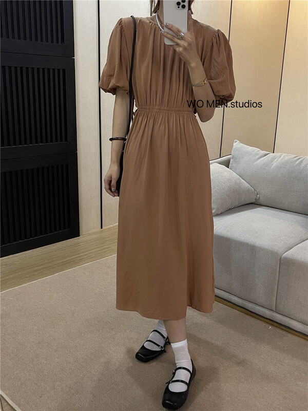 [Wo / men] Korean round neck bubble sleeve dress 2339# zxl