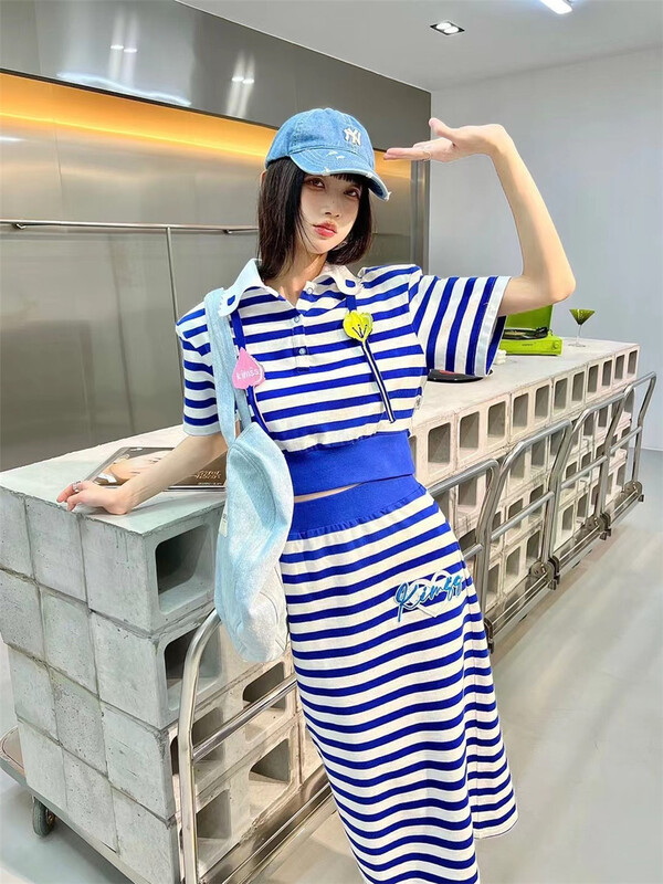 [big C studio] Korean stripe design small shirt + slim skirt suit 5058# PCZ