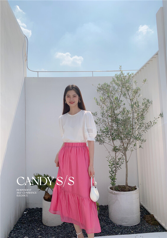 【糖果CANDY】韓系百搭ins鬆緊腰半身裙  7315#  ZJY
