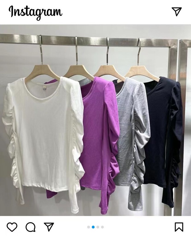 New year in early spring! [open] crew neck solid color versatile long sleeve T-shirt 3331# ozq