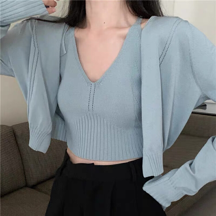 [F.P.] Korean version foreign style hollow out knitted cardigan 42026# HBx