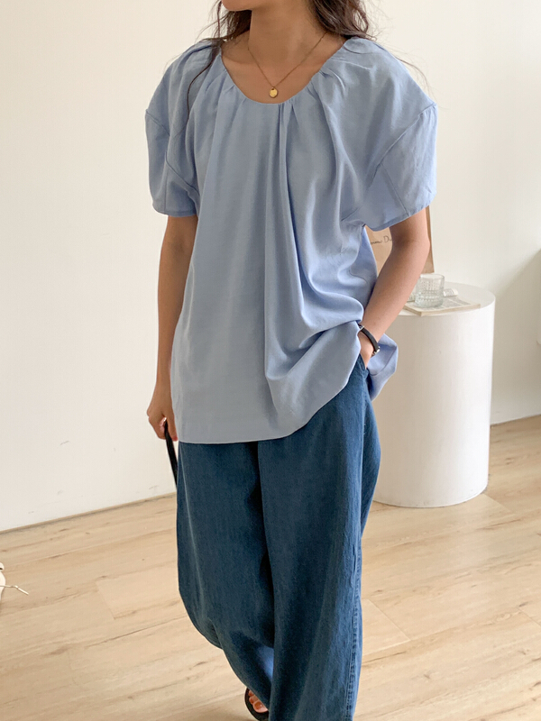 [Tn] round neck Pullover versatile shirt c2527# cqw