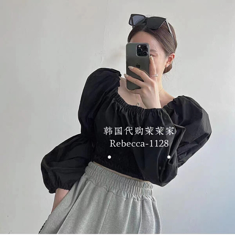 New in early summer! [ruru-clutching] square neck fashion solid color blouse 6171# WPL