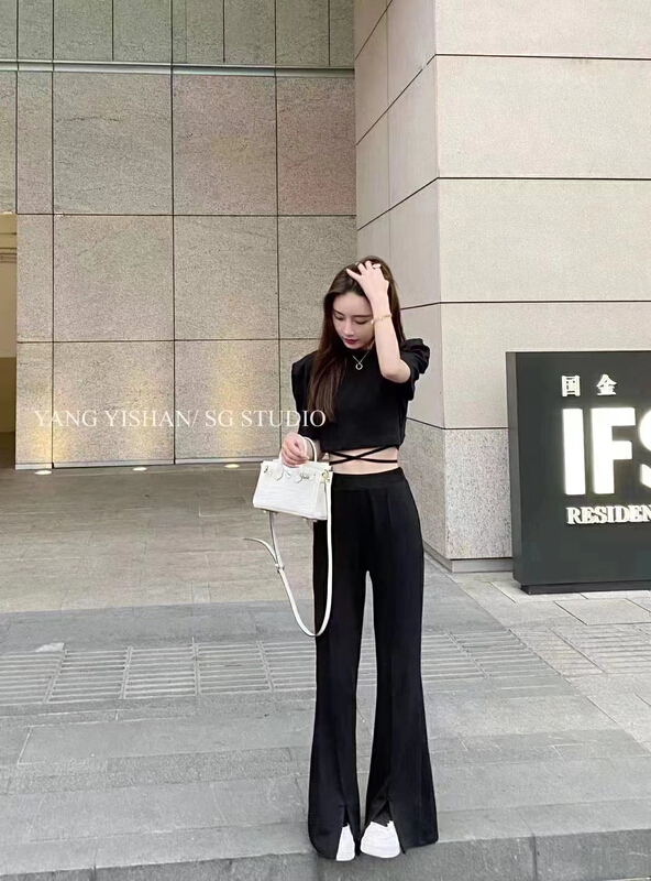 New in early summer! [M.H] Korean simple short sleeve T-shirt + loose wide leg casual pants set 8223# PCZ