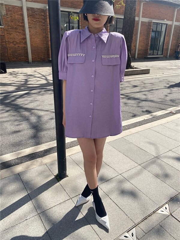 New in early summer! [open] temperament single breasted fashion shirt 3665# ozq