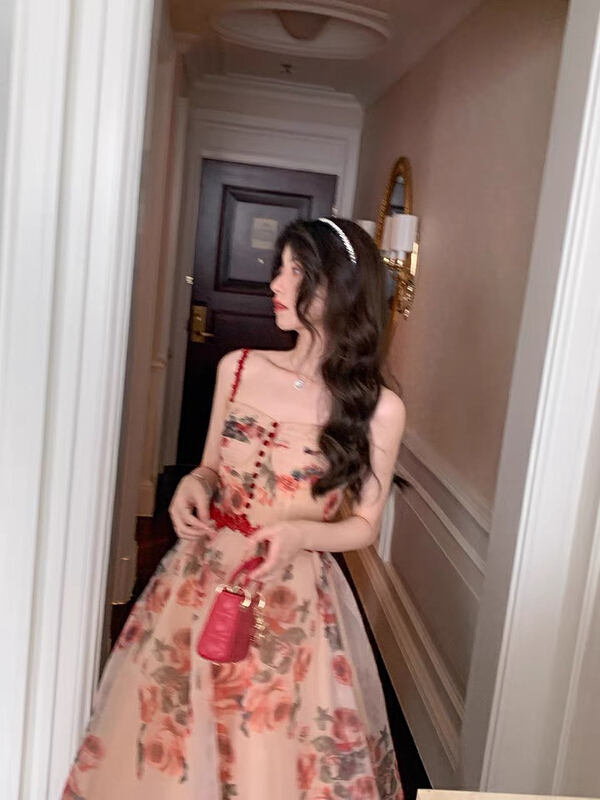 New year in early spring! [L.L studio] French Vintage Floral suspender dress 7184# PCZ