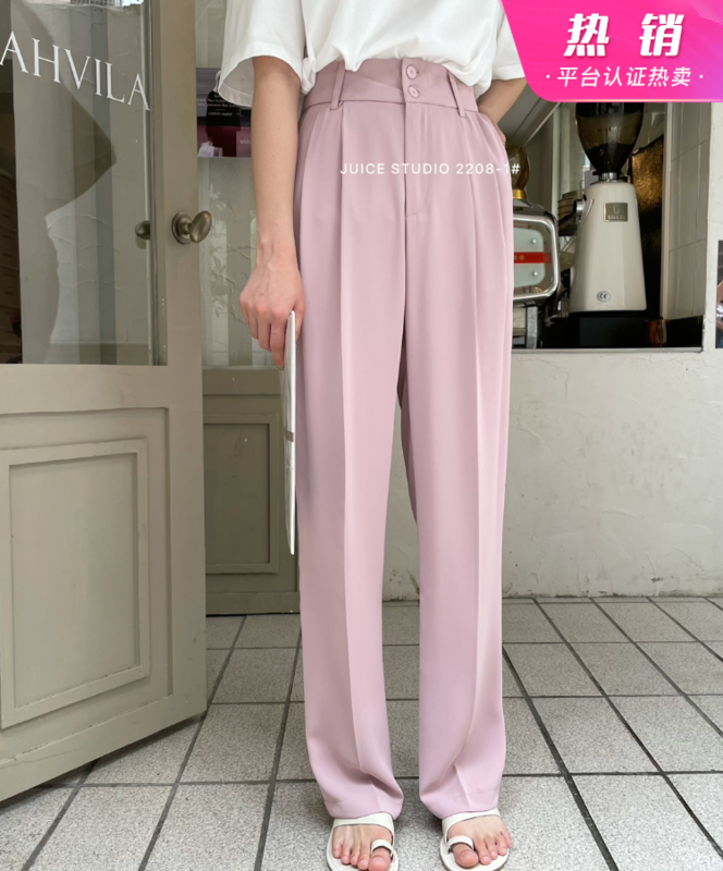 Popular recommendation! [juice] Korean high waist comfortable trousers 2208-1# L