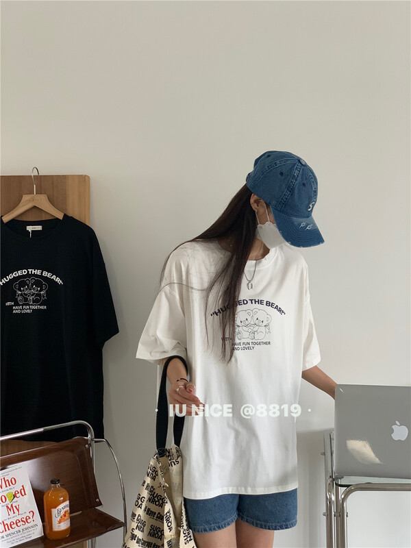 [IU nice] Korean round neck letter short sleeve T-shirt 8819# ll