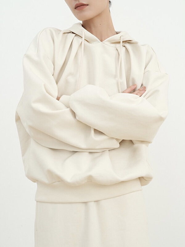 【UNTIL BLUE】加絨加厚壓褶淨色衛衣  21349#  JHY