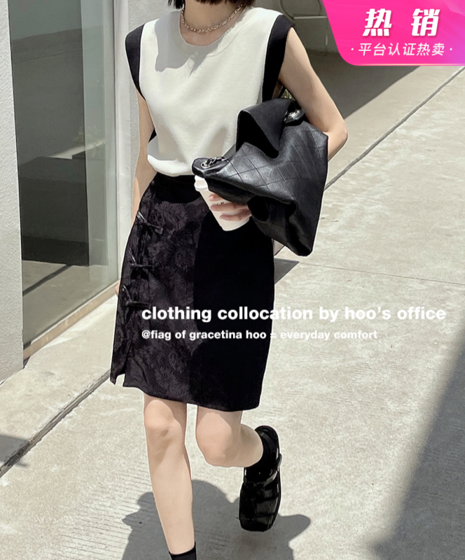 [gracetina Hoo] French contrast knit chic sleeveless vest / sling z844# zxl