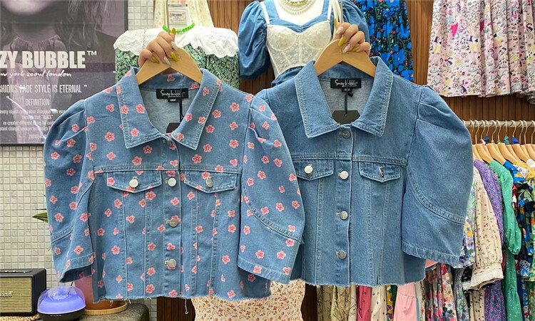[suzybubble] Korean bubble short sleeve single breasted short coat 1555# WPL