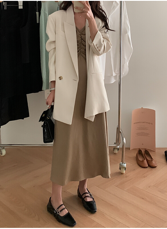 goods in stock! New year in early spring! [the mind] solid color versatile design suspender strap skirt 60152# jhy