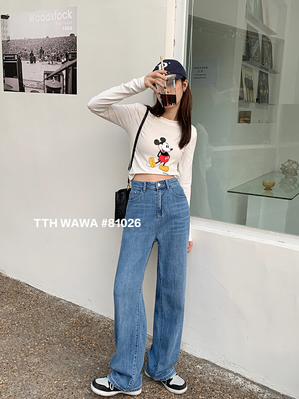 New year in early spring! [Wawa] Korean casual loose draped jeans 81026# ozq