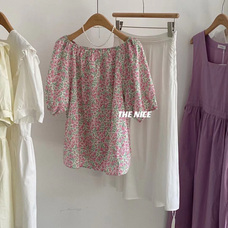 New in early summer! [the nice] Korean style shoulder Style Floral blouse (only selling blouses) a9165# hjy